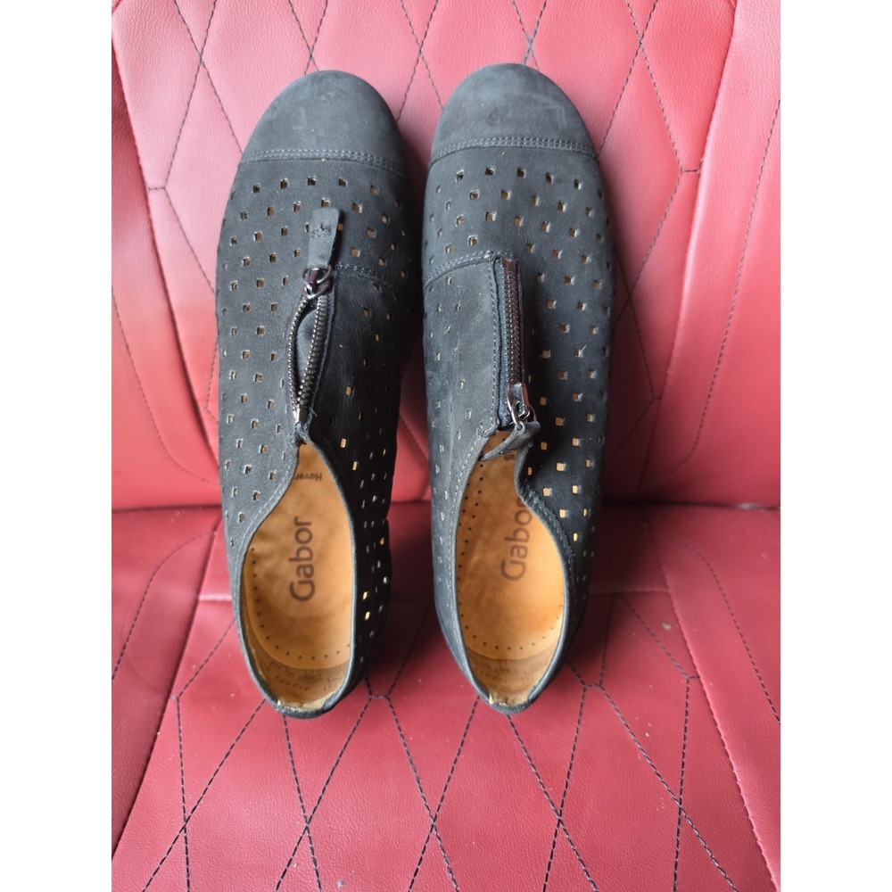 GABOR • BALLET Black Suede Perforated ‎ Flats  Women • Size 6